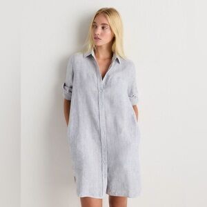Quince 100% European Linen pinstripe shirt dress size small